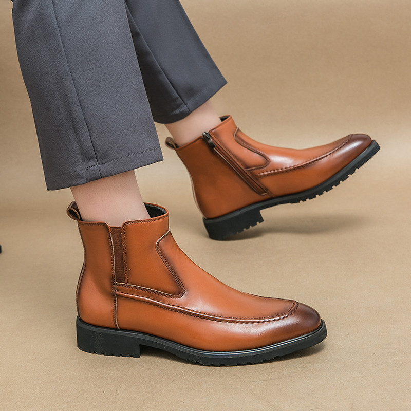 Iarna Handmade Bărbați Moda Business Cizme din piele Botine de lux Pantofi de birou casual Bărbați Cizme Chelsea de designer original