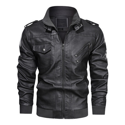 Jachetă de piele pentru bărbați Jachetă de motocicletă de epocă Îmbrăcăminte de îmbrăcăminte Jachetă de piele de bombardier pentru pilot armată militară Jachetă Plus Size 3XL