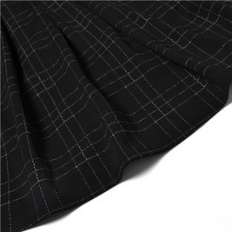 Gothic Suknelė Gothic Harajuku Vintage Plaid Wrap Balck Mini Suknelė Retro klostuota Punk Ilgomis Rankovėmis Tamsiai Emo Estetinis Kpop