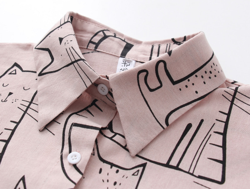 2023, primăvară, modă ocazională, epocă, toamnă, cămăși cu mânecă lungă, cămașă drăguță cu imprimeu de pisici, bluze largi pentru femei, topuri pentru femei