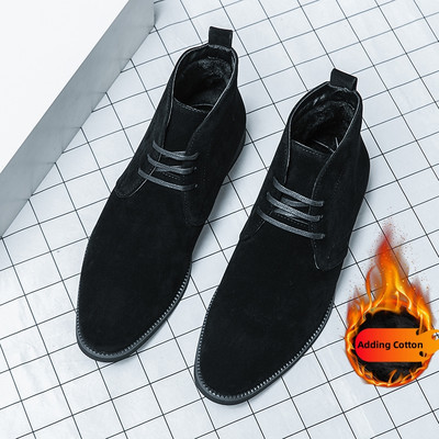 2023 m. žiema medvilniniai vyriški zomšiniai odiniai batai Madingi kulkšnies batai Britų stiliaus Chelsea Booots vyriški gražūs suknelės batai