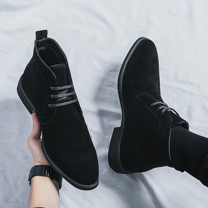 2023 m. žiema medvilniniai vyriški zomšiniai odiniai batai Madingi kulkšnies batai Britų stiliaus Chelsea Booots vyriški gražūs suknelės batai