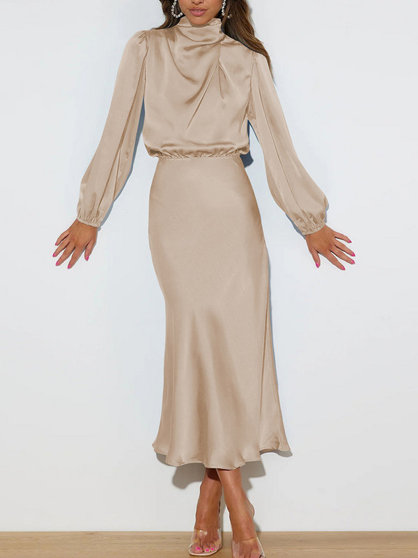 Dámske spoločenské dlhé šaty s áčkovým strihom, módne jesenné nové vysoko kvalitné saténové dlhé šaty s voľným strihom, elegantné dámske večerné šaty