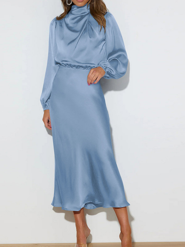 Dámske spoločenské dlhé šaty s áčkovým strihom, módne jesenné nové vysoko kvalitné saténové dlhé šaty s voľným strihom, elegantné dámske večerné šaty