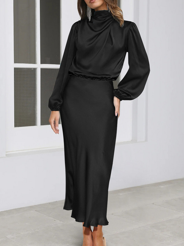 Dámske spoločenské dlhé šaty s áčkovým strihom, módne jesenné nové vysoko kvalitné saténové dlhé šaty s voľným strihom, elegantné dámske večerné šaty