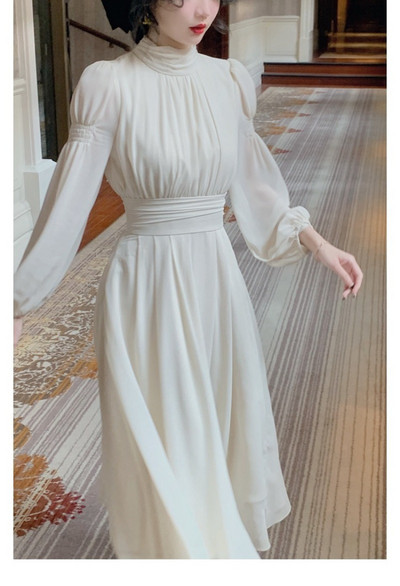 Prancūziško stiliaus elegantiška vakarinio vakarėlio midi suknelės, moteriškos 2023 m. vasaros ilgomis rankovėmis, madinga išleistuvių išleistuvių moteriška elegantiška vintažinė violetinė suknelė