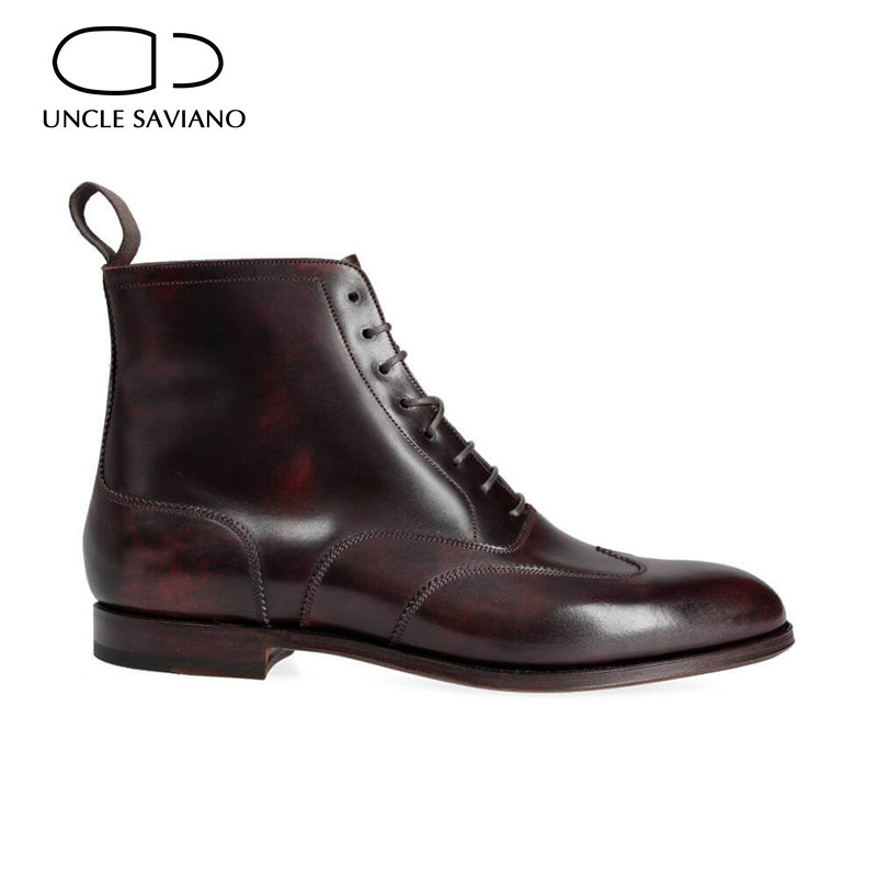 Unchiul Saviano Cizme pentru bărbați Iarna Adaugă curea cu cataramă din catifea Înaltă, de designer de modă, pantofi lucrați manual pentru bărbați