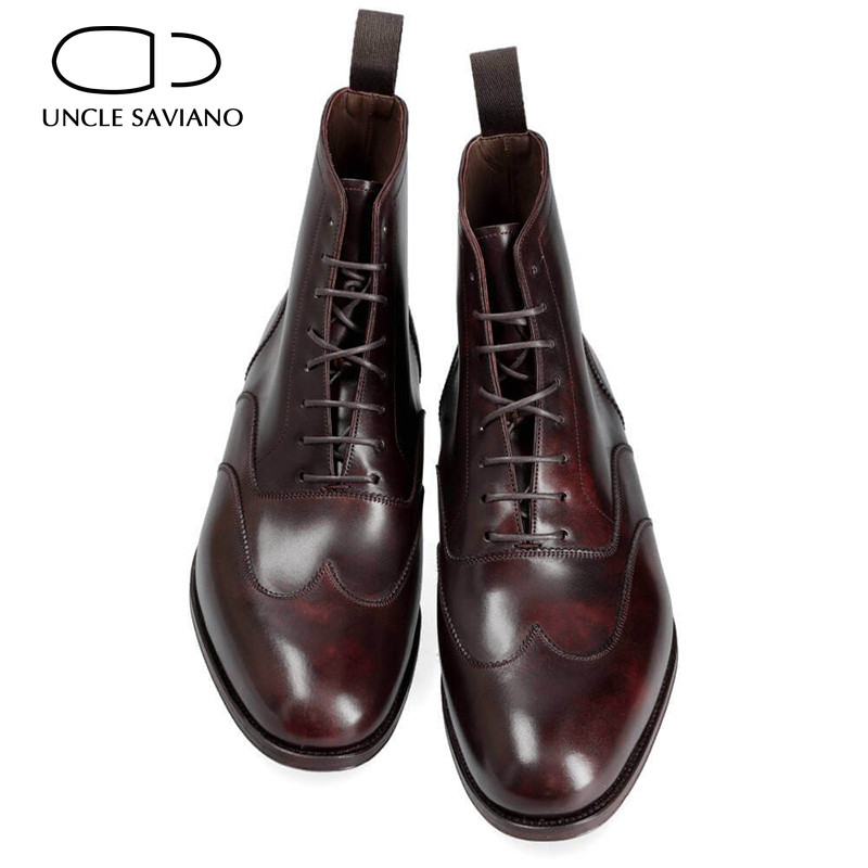 Unchiul Saviano Cizme pentru bărbați Iarna Adaugă curea cu cataramă din catifea Înaltă, de designer de modă, pantofi lucrați manual pentru bărbați