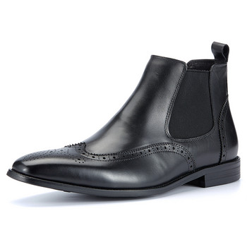 Първокласни дизайнерски луксозни обувки с остър пръст, най-висок клас ботуши челси от кожа за мъже