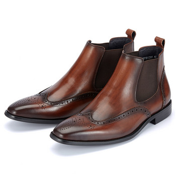Първокласни дизайнерски луксозни обувки с остър пръст, най-висок клас ботуши челси от кожа за мъже