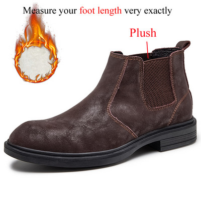 Χειμερινές ανδρικές μπότες Chelsea Δερμάτινο Στυλ Αστραγάλου Μόδα Μέγεθος 45 46 47
