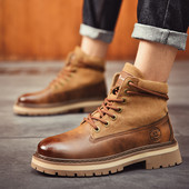 Cizme pentru bărbați de marcă de lux Cizme ocazionale de modă cu personalitate nouă Pantofi de iarnă din piele înaltă pentru exterior Cizme de maree Cizme britanice