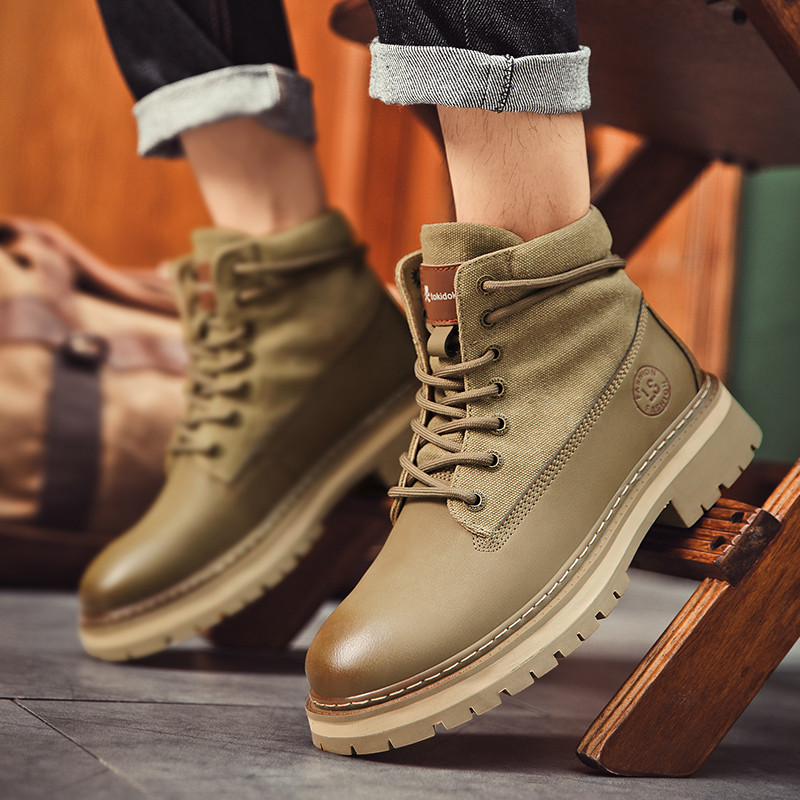 Cizme pentru bărbați de marcă de lux Cizme ocazionale de modă cu personalitate nouă Pantofi de iarnă din piele înaltă pentru exterior Cizme de maree Cizme britanice