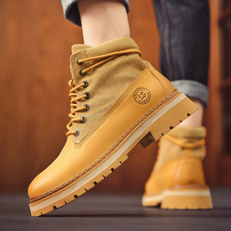 Cizme pentru bărbați de marcă de lux Cizme ocazionale de modă cu personalitate nouă Pantofi de iarnă din piele înaltă pentru exterior Cizme de maree Cizme britanice