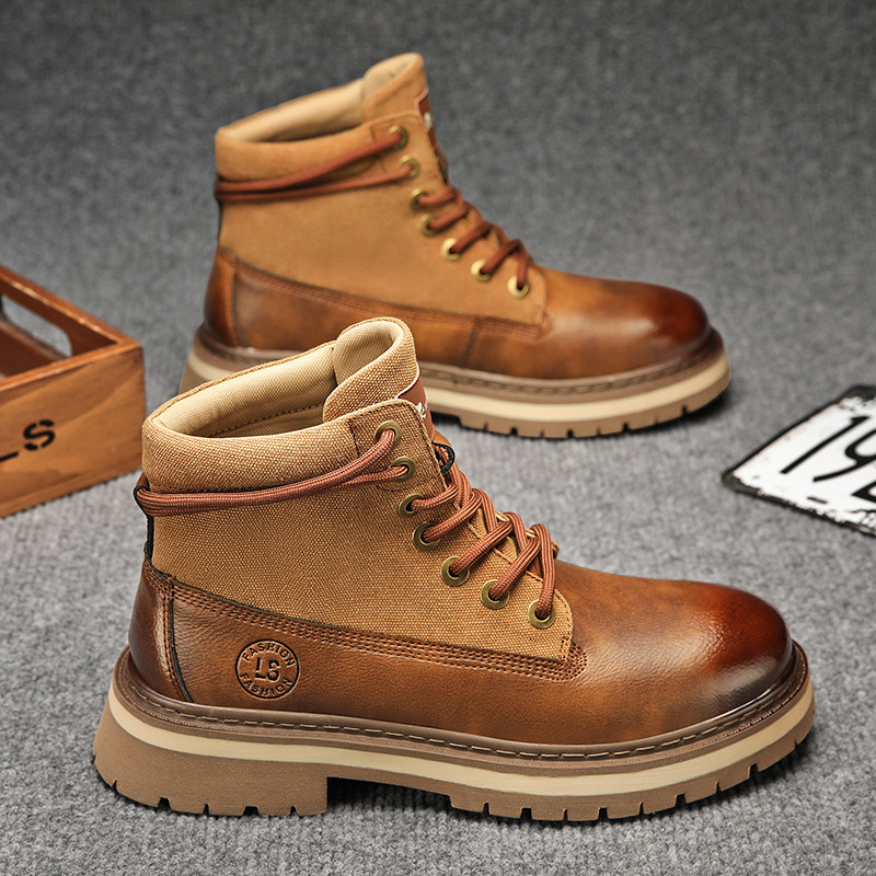 Cizme pentru bărbați de marcă de lux Cizme ocazionale de modă cu personalitate nouă Pantofi de iarnă din piele înaltă pentru exterior Cizme de maree Cizme britanice