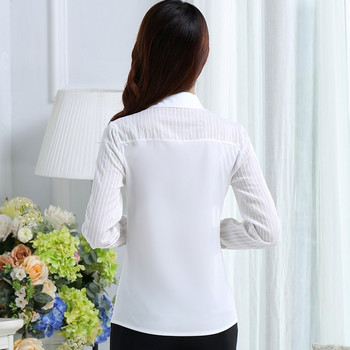 My NewIn Spring Офис Дамска риза Блуза с дълъг ръкав Дамска шифонена бяла блуза Bluzki Damskie