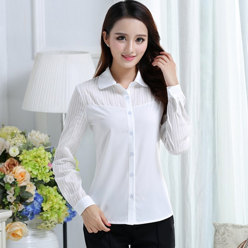 My NewIn Spring Office Γυναικείο πουκάμισο Μακρυμάνικη μπλούζα Γυναικεία σιφόν λευκή μπλούζα Bluzki Damskie