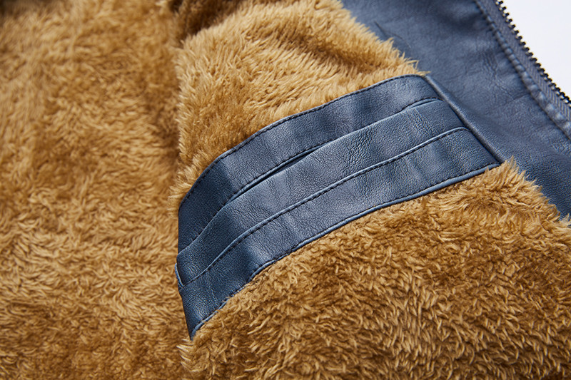 Muška zimska luksuzna kožna jakna od flisa s patentnim zatvaračem, kaputi, uski kroj, motociklistička kožna jakna, samostojeći ovratnik jaqueta de couro