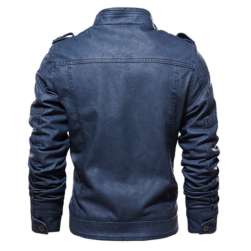 Muška zimska luksuzna kožna jakna od flisa s patentnim zatvaračem, kaputi, uski kroj, motociklistička kožna jakna, samostojeći ovratnik jaqueta de couro