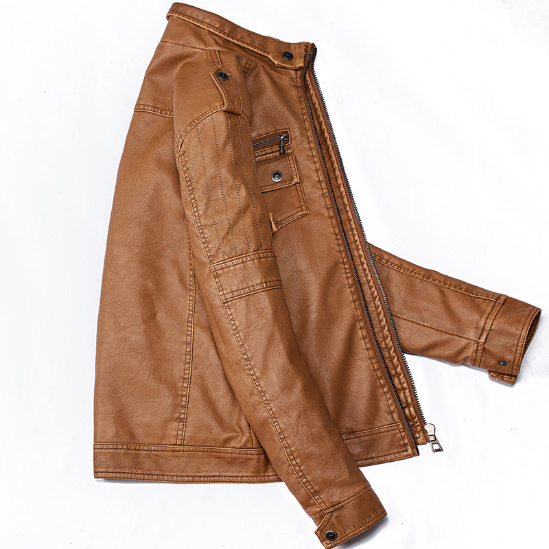 Muške zimske kožne jakne Jesenske poslovne ležerne kapute od debljeg flisa Muška modna odjeća za motocikle Kožna jakna