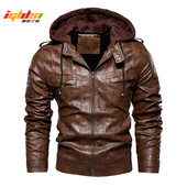 Muška zimska kožna jakna od flisa zadebljana motociklistička gornja odjeća s kapuljačom koja se može skinuti Kaputi Topla motociklistička kožna jakna L-5XL