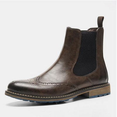 Botine de epocă pentru bărbați Chelsea Boot cu cizme Brock sculptate pentru bărbați D497