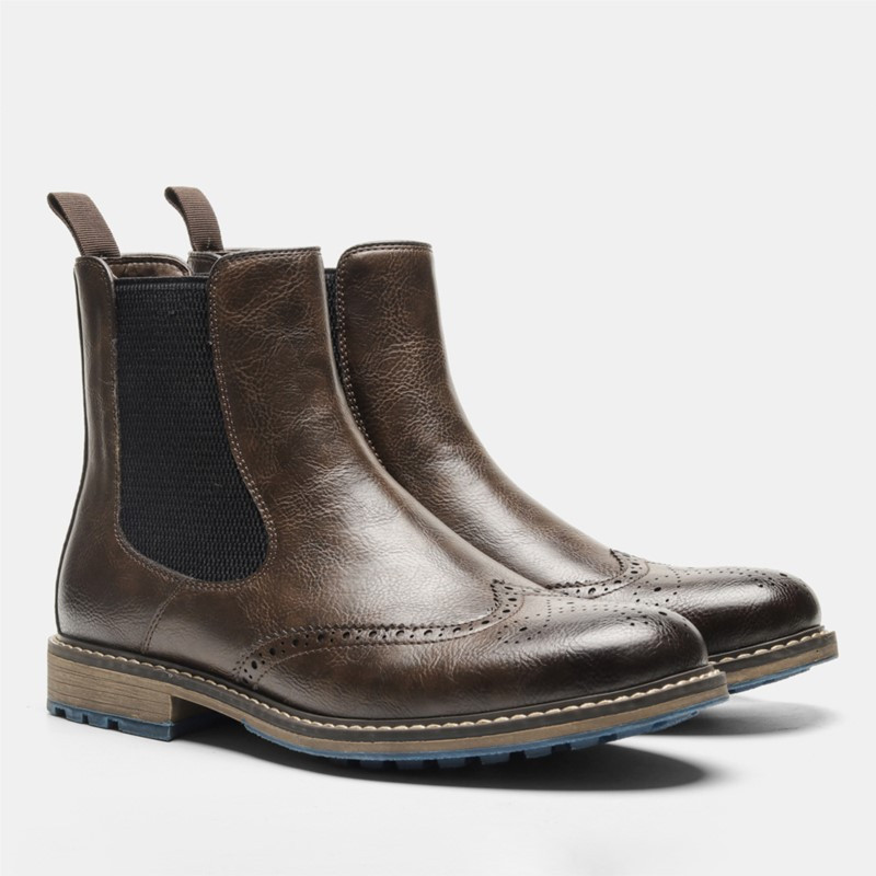 Botine de epocă pentru bărbați Chelsea Boot cu cizme Brock sculptate pentru bărbați D497
