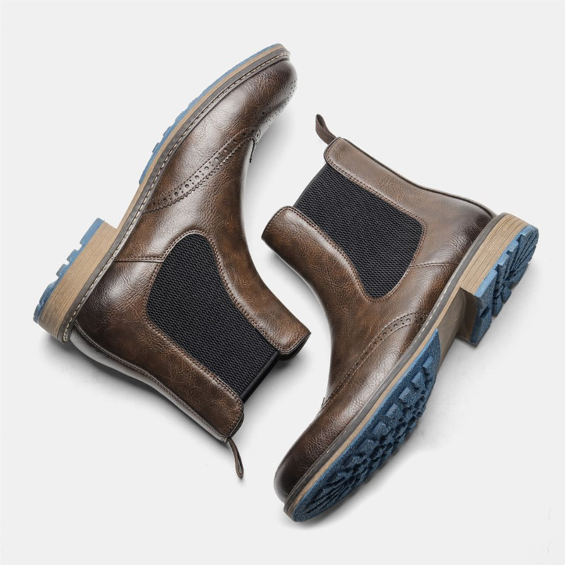 Botine de epocă pentru bărbați Chelsea Boot cu cizme Brock sculptate pentru bărbați D497