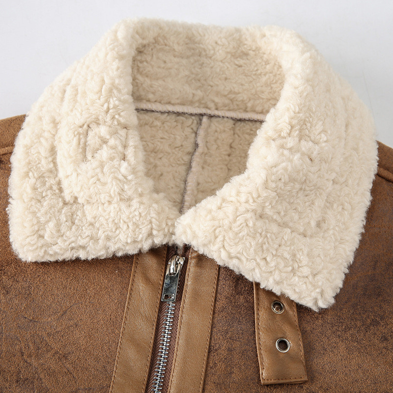 Jachetă de iarnă pentru bărbați din fleece pentru motociclete Jachete noi din piele PU, ocazional cu rever, haină pentru motociclist, haină cu fermoar, jachetă caldă, M-4XL