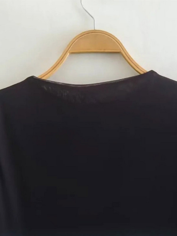 Moterų marlė Kaklaraištis dažoma ilga suknelė madinga kontrasto spalva ilgomis rankovėmis su kaklu 2023 m. pavasario prašmatnios asmenybės gatvės suknelės