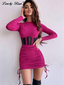 Mini rochie sexy din plasă pentru femei, scobită, cu decolteu în formă de dantelă, cu mânecă lungă, rochii pentru femei, primăvară vară 2023