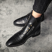 Νέα μοντέρνα λουστρίνι Χειμώνας 2023 Ανδρικά μποτάκια Brogue με κορδόνια ψηλά μπλουζάκια Ανδρικά φλατ καθημερινά Παπούτσια με όλα τα ταιριαστά μεγάλο μέγεθος