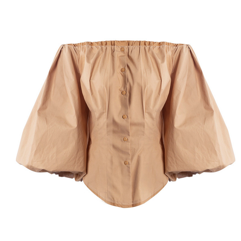 Moteriški Žibintai Rankovės Elegantiška chaki spalvos palaidinė, moteriška marškinėliai Liekni seksualūs vakarėlio palaidiniai moteriški marškinėliai Bodycon Blusas