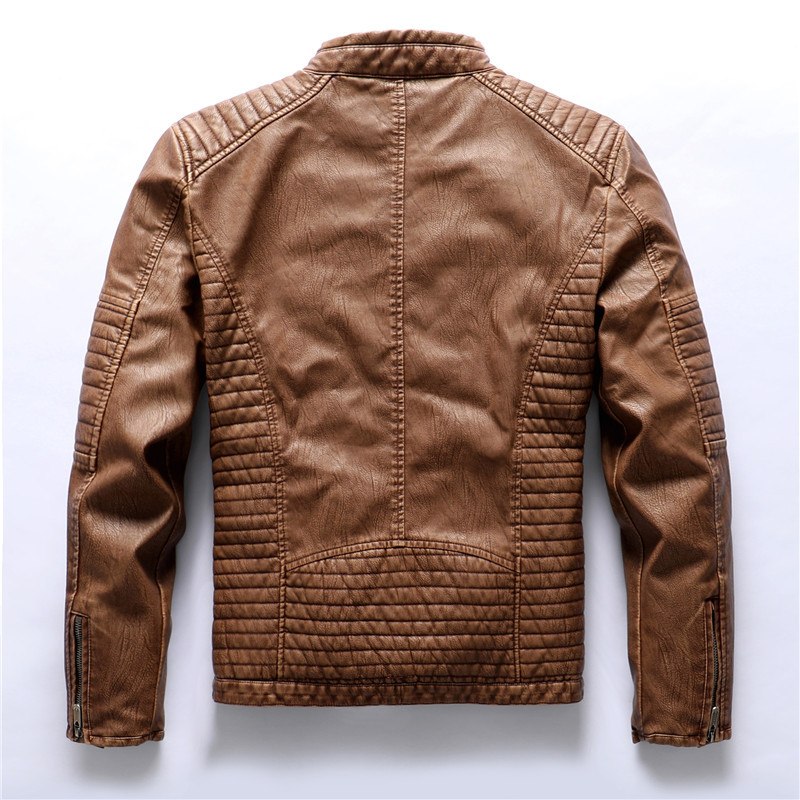 Jachetă din piele artificială pentru afaceri de iarnă pentru bărbați, ocazional, pentru motocicletă, îmbrăcăminte interioară din lână, haină interioară, jachete din piele PU, haine de stradă