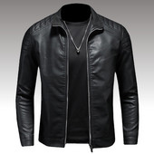 Ανδρικά ανοιξιάτικα ψεύτικα δερμάτινα μπουφάν Slim Fit Pu δερμάτινο μπουφάν Ανδρική μόδα Μοτοσικλέτα Causal Moto Biker Outwear Παλτό Μέγεθος M-5XL