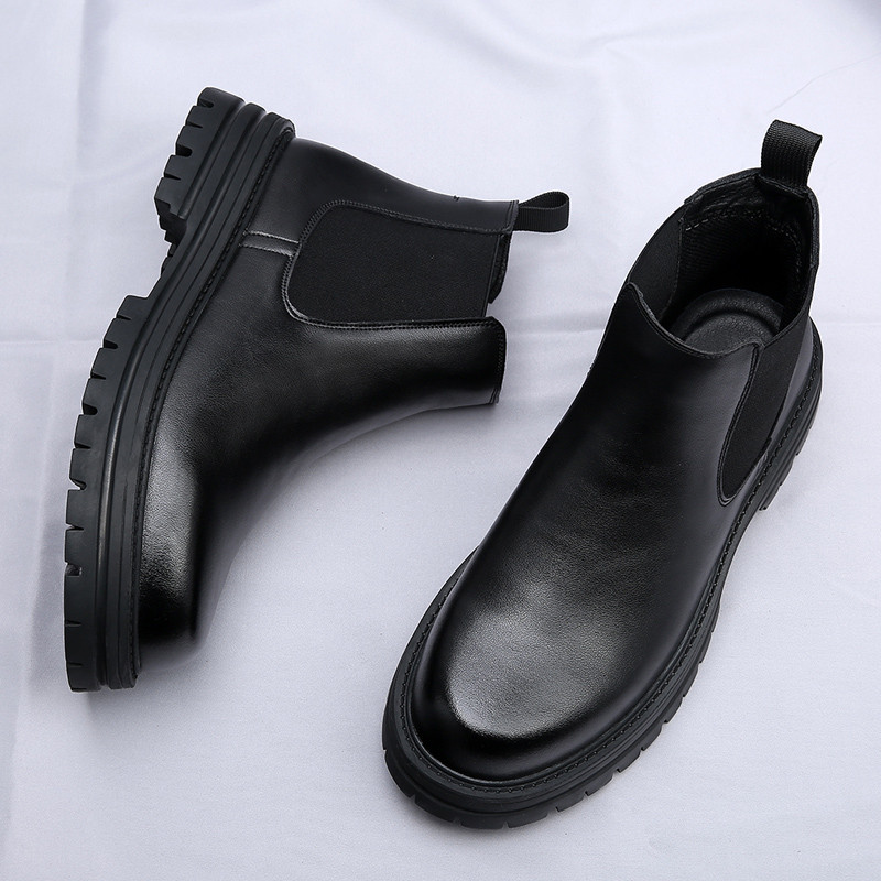 2023 m. nauji juodi „Chelsea“ vyriški batai, klasikiniai madingi, apvalūs, verslo, vyriški auliniai batai. Nemokamas pristatymas Botas Vyriški laisvalaikio botas
