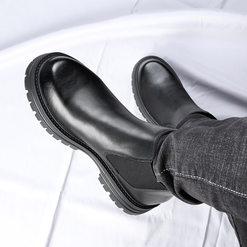 2023 m. nauji juodi „Chelsea“ vyriški batai, klasikiniai madingi, apvalūs, verslo, vyriški auliniai batai. Nemokamas pristatymas Botas Vyriški laisvalaikio botas