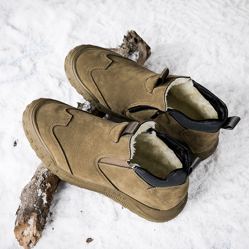 STRONGSHEN Ανδρικό δερμάτινο ζεστό γούνινο μποτάκι Chelsea Χειροποίητο Χειμερινό βελούδινο άνετο μποτάκι Zapatos De Hombre