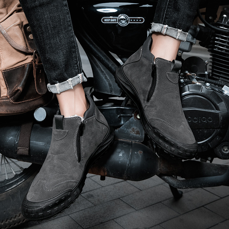 STRONGSHEN Ανδρικό δερμάτινο ζεστό γούνινο μποτάκι Chelsea Χειροποίητο Χειμερινό βελούδινο άνετο μποτάκι Zapatos De Hombre