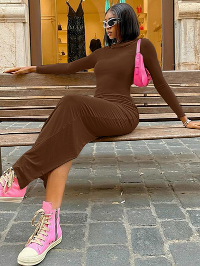 Hawthaw Women 2023 Φθινοπωρινή χειμερινή μόδα Μακρυμάνικο Streetwear Hooded Bodycon Μακρύ Φόρεμα Είδη χονδρικής για επιχειρήσεις