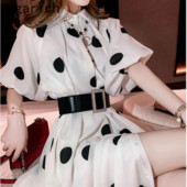 Gagarich Ženska haljina proljeće ljeto 2023. Nova boemska modna francuska bijela polka duga ženstvena haljina s pojasom oko struka