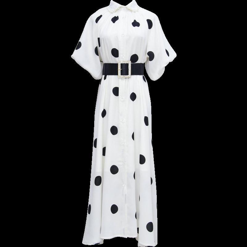 Gagarich Ženska haljina proljeće ljeto 2023. Nova boemska modna francuska bijela polka duga ženstvena haljina s pojasom oko struka