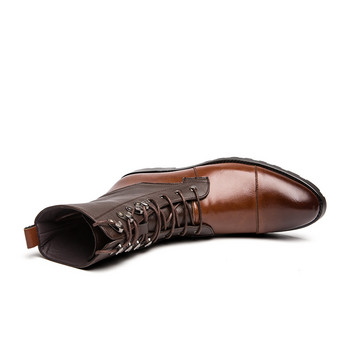 EMOSEWA Моден дизайн Мъжки боти до глезена от кожа Красиви обувки с връзки Мъжки основни ботуши, най-добро качество, пролетни обувки