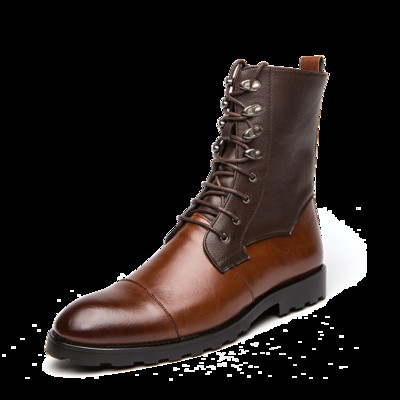 EMOSEWA Design de modă Botine pentru bărbați din piele entru bărbați Pantofi frumoși cu șireturi Cizme de bază pentru bărbați, de cea mai bună calitate, pantofi de primăvară