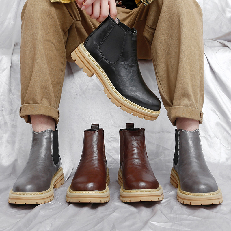 Ανδρικές μπότες Chelsea Vintage κοντές νυφικές casual κλασικές ρετρό μπότες σε δερμάτινες μπότες
