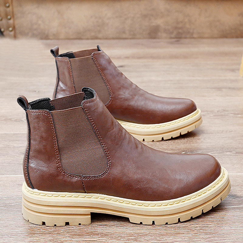 Ανδρικές μπότες Chelsea Vintage κοντές νυφικές casual κλασικές ρετρό μπότες σε δερμάτινες μπότες