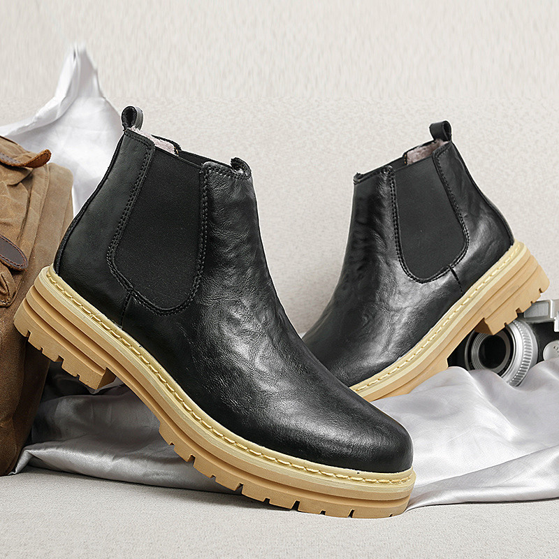 Ανδρικές μπότες Chelsea Vintage κοντές νυφικές casual κλασικές ρετρό μπότες σε δερμάτινες μπότες