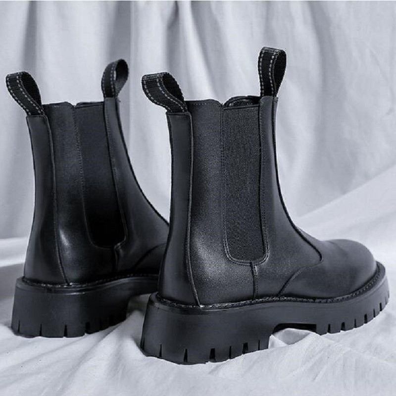 Νέου σχεδίου ανδρικές βρετανικές μπότες casual μαύρα δερμάτινα ανδρικά παπούτσια με πριτσίνια Μποτάκια ανδρικά χαμηλά τακούνια ανδρικά μποτάκια Chelsea 1AA51