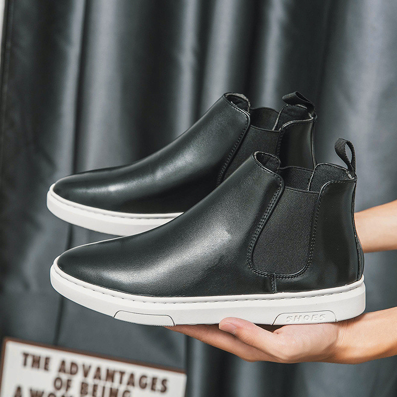 visoke jesenske talijanske i zimske kvalitete bijeli potplat Chelsea čizme muške gležnjače retro klasične kožne modne tople cipele