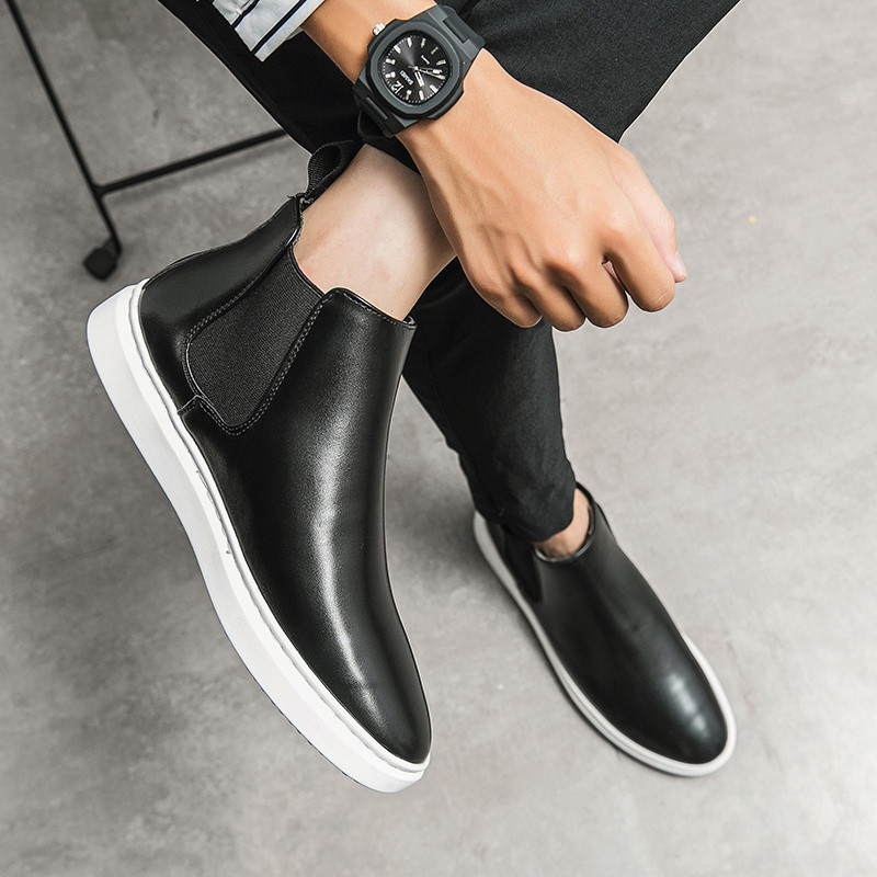 visoke jesenske talijanske i zimske kvalitete bijeli potplat Chelsea čizme muške gležnjače retro klasične kožne modne tople cipele